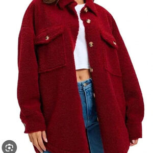 Good American Red Teddy Jacket